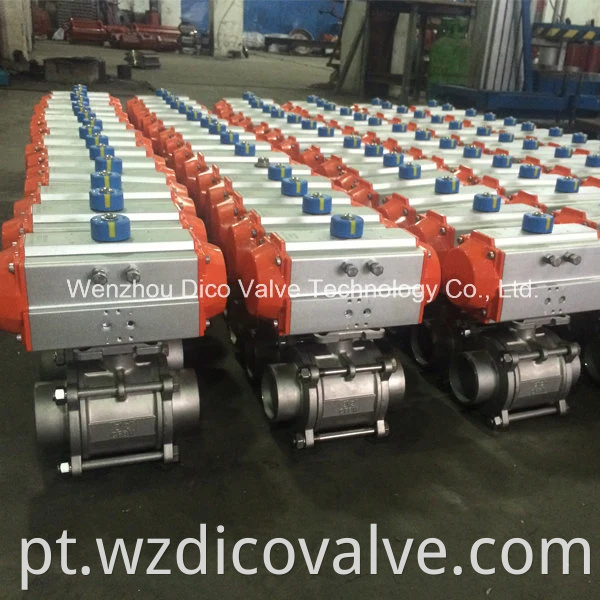 Wenzhou China aço inoxidável Pneumático/Atuador elétrico Controle Industrial 3pc Válvula de esfera 3pc